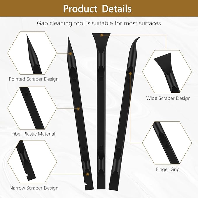 12 Pcs Carbon Fiber Plastic Scraper Tools, Multi-Purpose Pen-Shaped Label Sticker Remover, Narrow Crevice Cleaning Kit for Auto Detailing, Kitchen Gaps, Stain, Grease & Dirt Removal