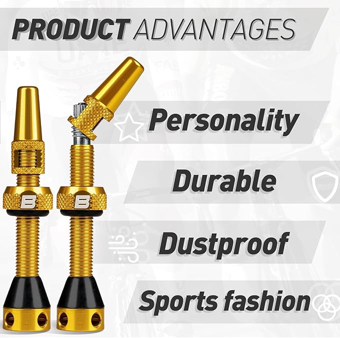BWSHLF Tubeless Presta Valve Stem 40/44/55/60/65/80/100 mm, Super Light Alloy Presta Valve Stem Kit with Valve Core Remover Tool and Valve Stem Caps - Multiple Color and Size Options(Pair)