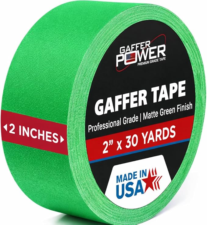 Green Screen Tape – Chroma Key Gaffer Tape for Photography, Video & Film – Non-Reflective Matte Finish, Residue-Free Removal, Strong Hold for Studio, Lighting & Background Setup (Green)