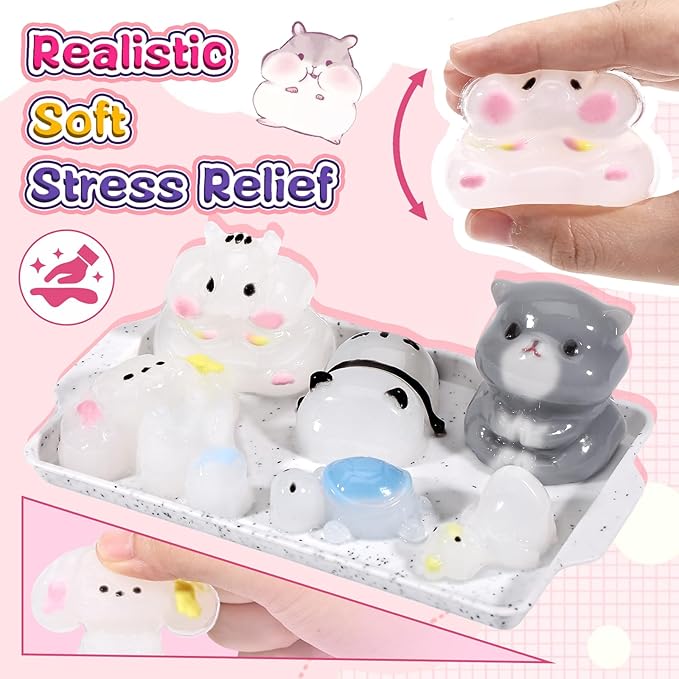 Crelloci Animal Taba Squishy Kit, 1:1 AB Liquid Silicone DIY Squishy Making Kit with 6 Animal Molds, Make Your Own Slow Rising Stress Relief Toys, Craft Kits for Kids & Adults