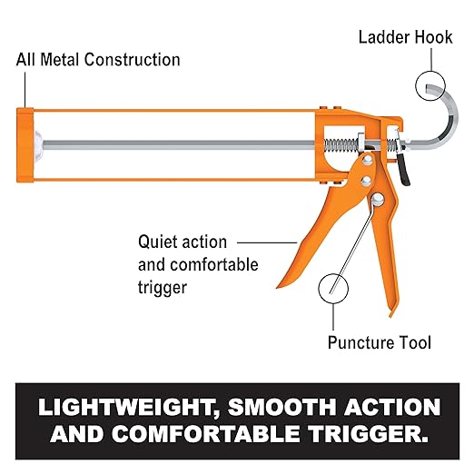 Albion Engineering Company B1 B-Line Manual Skeleton Cartridge Caulking Gun, No Drip, 1/10 Gallon (10oz), 7:1 Drive
