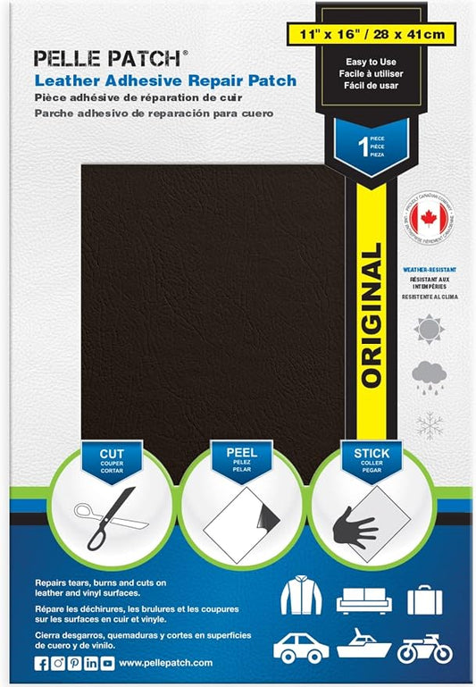 Leather Repair Kit Black - 25 Colors Available - Original 11x16 - Dark Brown