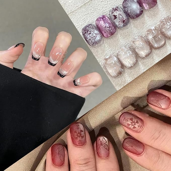 French Tip Nail Stamper, Clear Silicone French Tip Tool with Nail Scraper Alcohol-Washable Soft Jelly Stamp Head Manicure Guide for Gel Polish Printing Design Home Salon Nail Art Supplies
