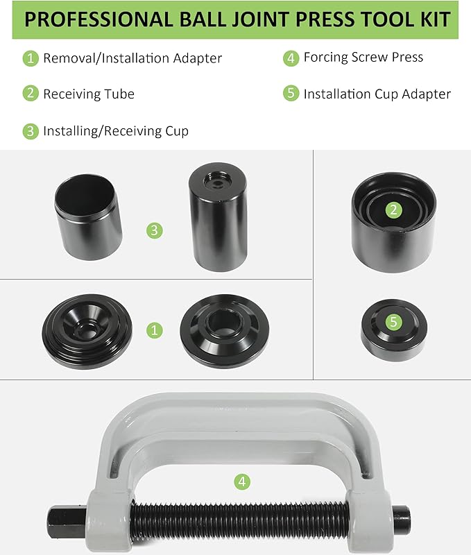 RACOONA Ball Joint Removal Tool Kit,Ball Joint Press,Car Accessories Ball Joint Separator Tool,Bushing Press Kit with 4x4 Adapters,U Joint Press and Removal Tool for Most 2WD/4WD Cars and Light Trucks