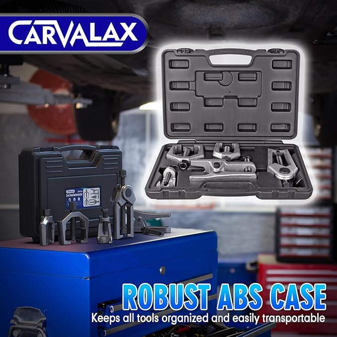 CARVALAX 5-in-1 Ball Joint Separator, Front End Service Tool Kit for Tie Rob Removal, Pitman Arm Puller, Cars SUVs Pickup Trucks Automotive Tools w/Storage Case
