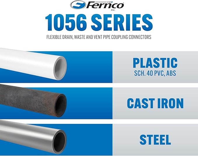Fernco QwikFix Broken Pipe 1.5" Coupling Repair Kit for Plastic, Cast Iron and Steel Pipes in Black