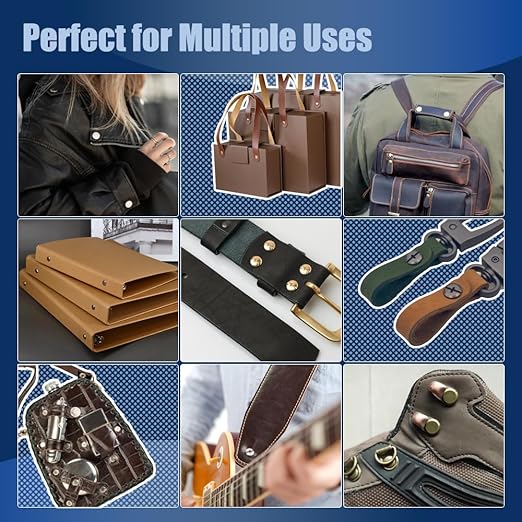 170 Sets Bronze Chicago Screws Leather Rivets Kit, 8 Sizes (M5*4,5,6,8,10,12,15,18) & 3 Screw Lengths (M4*3,4,5) for Belts, Bookbinding, DIY Leather (Bronze)