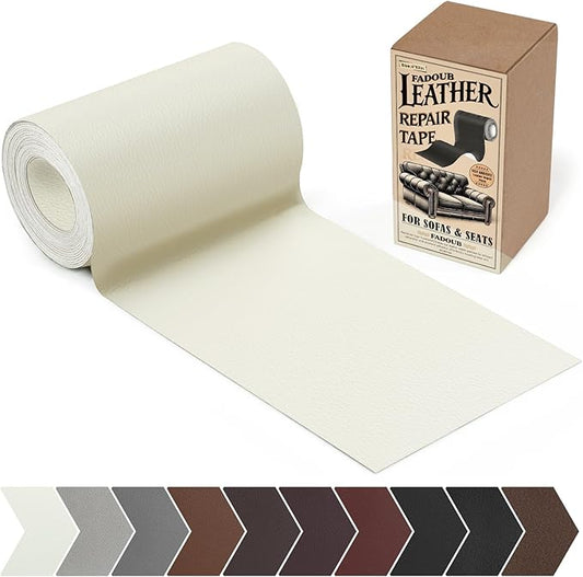 Leather Repair Patch, 4 x 63In Self Adhesive Leather Repair Tape for Furniture, Vinyl Repair Tape for Repairing Vinyl, Couch, Sofa, Car Seats, Car Interior (Beige White/Cream)