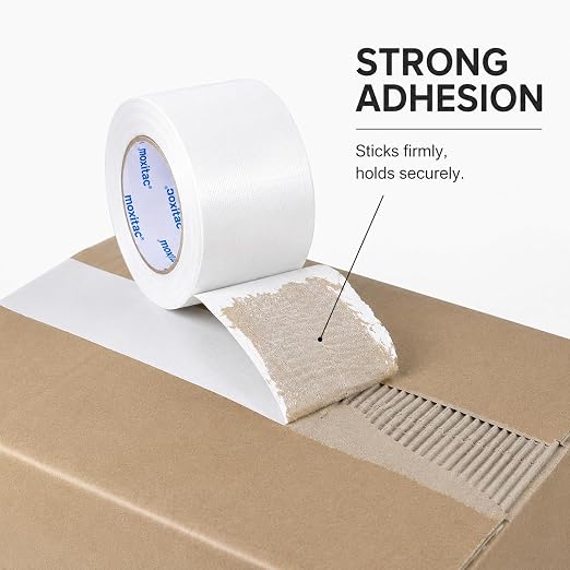 White Duct Tape Heavy Duty, 2 Rolls, 2 Inch x 30 Yards Each, PE Coated Cloth Tape, Easy Tear by Hand, Water-Resistant Surface for Repairs, Packaging, Labeling, Bundling and Moving