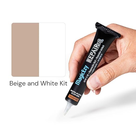 MagicEzy Tile Repairezy - (Beige/White Kit) Ceramic Floor Tile Repair Kit - Super Strong Tile Gap Filler - Fix Cracks, Chips, Holes Fast.