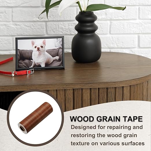 PATIKIL Wood Grain Tape 4.7" x 32 ft, Self-Adhesive Wood Texture Repair Tape Realistic Wooden Effect Patch for Furniture Cabinets Floor Walls, Yellow Wood