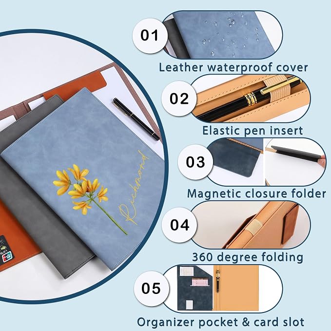 Personalized Padfolio with Engraved Text/Name Customized Leather Portfolio for Schools Conferences Corporate Offices