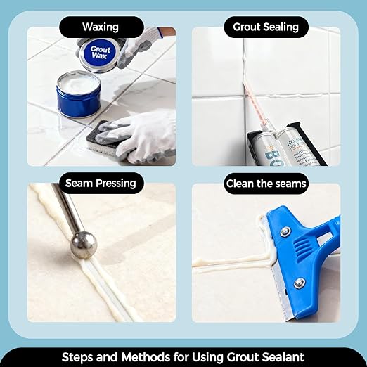 Rapid Drying Tile Grout Repair Kit, 2-Part Waterproof Grout 400ml for Restoring Tile Joint Lines in Bathroom, Shower, Kitchen & Floor (19oz, White)