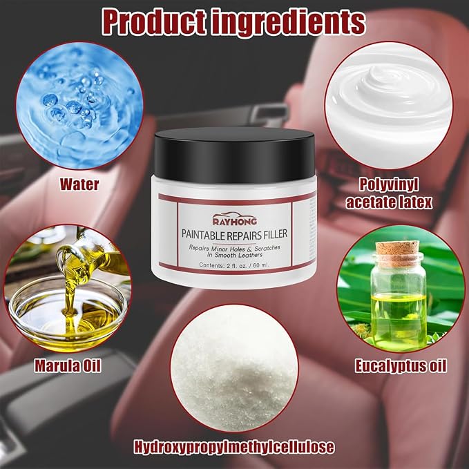 Alkyne Leather Filler,Leather Filling Paste,New Car Leather Filler Repair Cream,Leather Color Restorer Conditioner for Filling or Repairing Holes Scratches (4pcs)