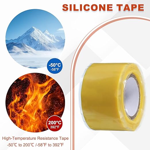 uxcell 2 Pcs Self Fusing Silicone Tape, 1" x 5ft Waterproof Water Leak Sealing Tape for Plumbing Pipe Hose Repair Handles, Yellow
