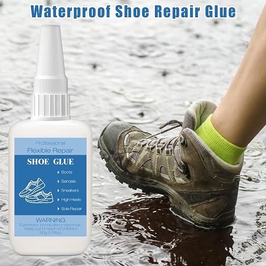 50g Shoe Glue with Nozzles, Clear Quick Dry Waterproof Shoe Repair Glue Strength Adhesive Super Glue Repair for Boots Sneakers Heels Hiking Shoes Leathers Handbags Sandals Rubber Soles