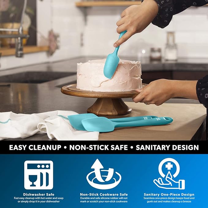 DI ORO Mini Spatula - Small Spatulas Silicone Heat-Resistant up to 600°F - Silicone Kitchen Scraper for Baking & Cooking BPA Free - Mixing Spatula Dishwasher Safe - Nonstick Cookware Safe (Teal)