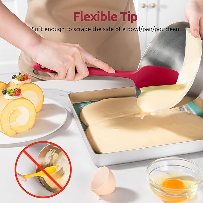 U-Taste Silicone Spatula Set with 600 Degrees Fahrenheit Heat Resistant (Red)