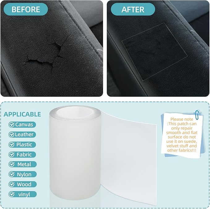 Waterproof Repair Tape,Clear Inflatable Patch Repair Kit for Tent Fabric Awning RV Roof Underbelly Tarp Sail and Boat Cover Outdoor Repair Patch
