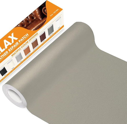 WALLAX Leather Repair Patch, 4 x 79 Inches Self Adhesive Leather Repair Tape for Furniture, Couch, Sofa, Car Seats, Office Chair, Car Interior, Upholstery, Vinyl Repair Kit (Grey)