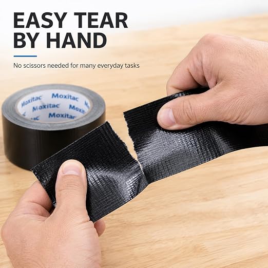 Black Duct Tape Heavy Duty, 2 Rolls, 2 Inch x 30 Yards Each, PE Coated Cloth Tape, Easy Tear by Hand, Water-Resistant Surface for Repairs, Packaging, Bundling, Garage and Workshop