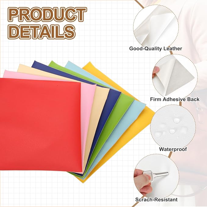 MECCANIXITY 5 Pcs Leather Repair Patch 10"x12" Self-Adhesive Leather Vinyl Repair Tape Kit for Furniture Couches Sofa Chair Car Boat Seats Jackets, White