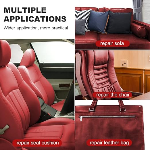 Leather Repair Patch 17.3 x 117 Inch Self Adhesive Leather Repair Kit for Couch Car Seat Furniture Sofa Chair, Faux Leather Fabric Roll Leather Furniture Repair Kit