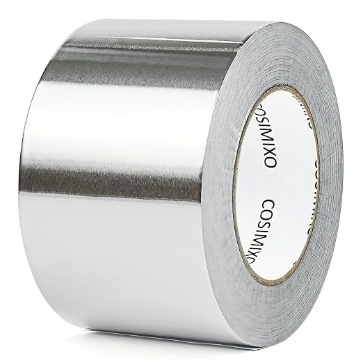 COSIMIXO Silver Aluminum Foil Duct Tape 3 Inches x 55Yards,Heavy Duty,High Temperature Sealing and Patching,Perfect for HVAC,Air Ducts,Foamboard,Metal Repair,Insulation,Dryer Vent and More