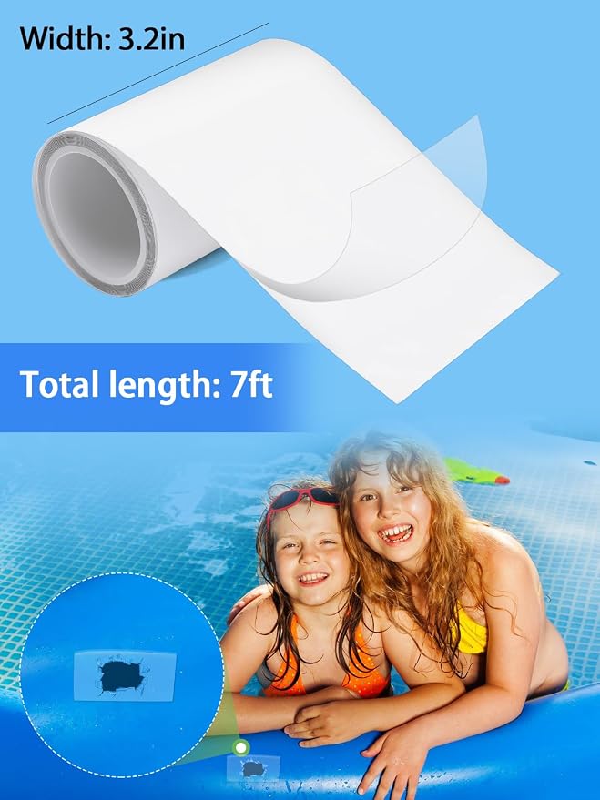 7ft x 3.2in Inflatable Patch Repair Kit, Strong Adhesive & Cuttable Waterproof TPU Pool Patch Repair Kit for Swimming Pool, Air Mattress, Bounce House, Swimming Ring, Inflatable Toys, Tent