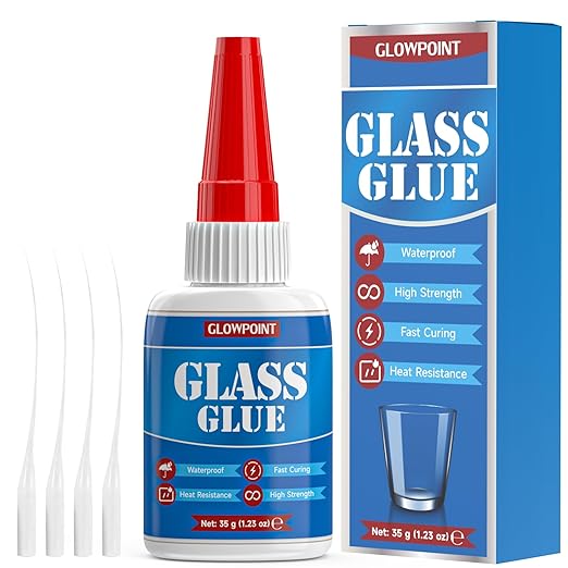 Glass Glue, 35g Ultra Strong Clear, Waterproof & Fast, Curing Adhesive for Glass Repair, Mirror, Crystal, Jewelry, and More