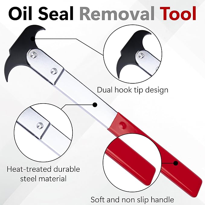 ecocstm Seal Puller Tool, Oil Seal Removal Tool with Dual Hook, Universal Wheel Seal Twister Puller, Heavy Duty Seal Puller and Installer Kit for Oil and Grease Seals Removal