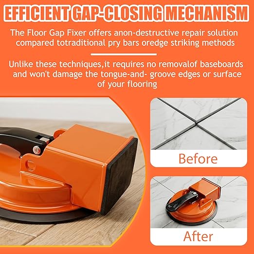 Floor Gap Fixer Tool, Heavy Duty Laminate Floor Gap Fixer Tool, Powerful Suction Cup Gap Repair Tool for Hardwood Floors, Tiles, Laminate, Vinyl Flooring (Orange)