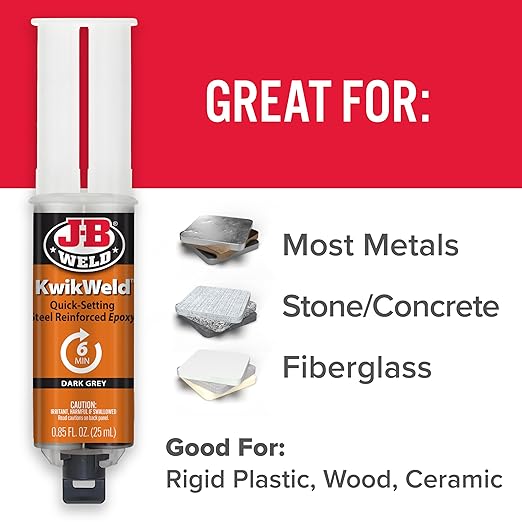 J-B Weld 6 Minute Set Epoxy KwikWeld, High Strength, Waterproof, 2 Pack, Dark Grey, 50176-2
