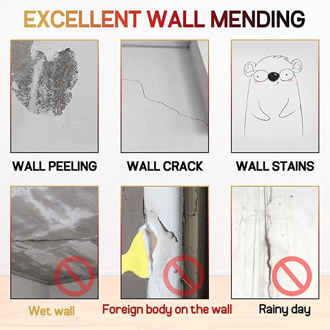 Drywall Repair Kit, 2 Pack Wall Mending Agent, Wall Spackle Paste with Scraper, White Plaster Effortlessly Fixes Small Holes and Cracks
