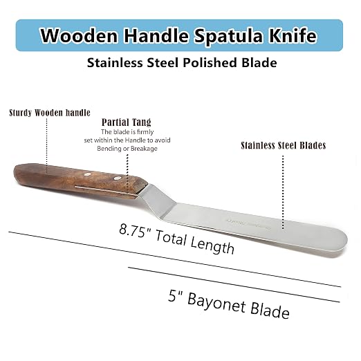 A2Z Scilab Brand Engineering Classic Offset Caulk Tooling Spatula, Stainless Steel (5 Inch Long Offset Blade)