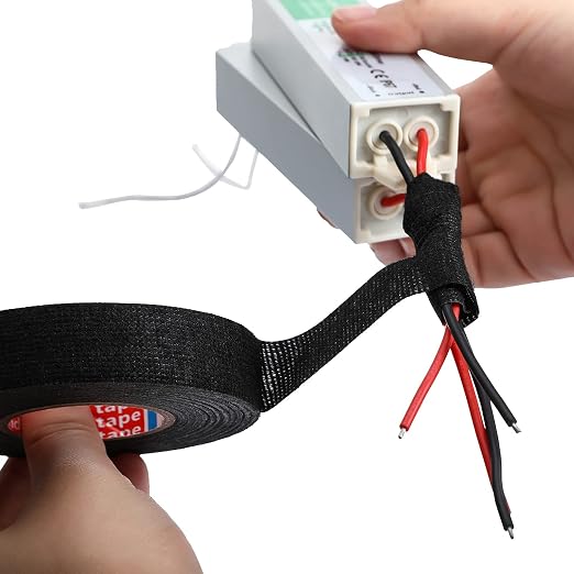 Outus Wire Harness Cloth Electrical Tape Wire Loom Harness Automotive Heat Proof Cloth Tape for Automotive Electrical Wrap Protection Insulation Cable Fixed(2 Roll,1-1/4 Inch X 49.2 ft)