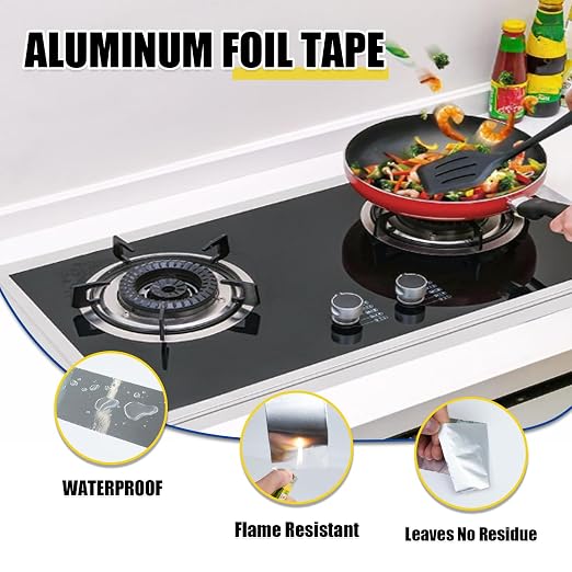 Aluminum Foil Tape 4 inch x 60ft (20 Yards) Heavy Duty HVAC Duct Tape for Ductwork – High Temperature Silver Foil Tape for Insulation, Metal Repair, Exhaust Sealing & Patching