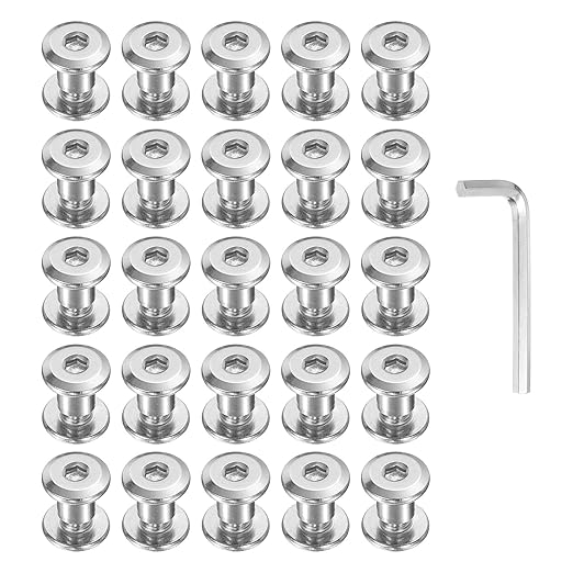 PATIKIL M5x5mm Hex Chicago Screws 6x6mm, 20Pcs 304 Stainless Steel Metric Hex Drive Socket Cap Binding Post Screw Posts for Scrapbook Leather Belt Album Furniture Repair, Silver