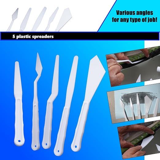 E6000 Craft Adhesive Bundle: 3.7 fl oz Tube with 10 Snip Tip Applicators, Set of 5 Plastic Spreader Tools and Set of 5 Nail Dotting Tools - Double-Headed with Various Sizes for Optimal Application