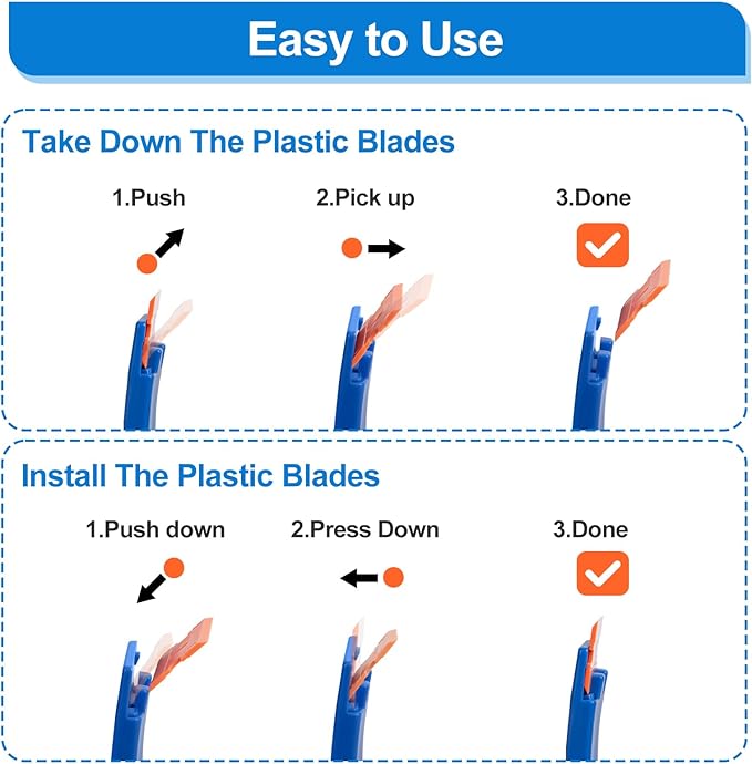Plastic Razor Blade Scraper Kit with Hard Case – 2 Plastic Scraper & 100 Plastic Razor Blades for Glass, Wood, Car Window Sticker Removal Tool, Plastic Scrapers Non Scratch, Caulk Remover Tool