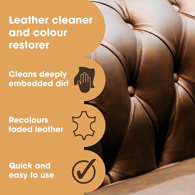 Furniture Clinic Leather Easy Restoration Kit | with Leather Recoloring Balm, Cleaner, Sponge, and Cloth | Leather Repair Kit for Scratched and Faded Furniture (Tan)