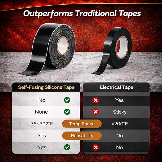 Self-Fusing Silicone Tape 2" x 36FT x 20mil Black – Waterproof & Heat-Resistant Rubber Emergency Repair Tape, Self Amalgamating for Plumbing, Hose, Electrical, Automotive & Outdoor – No Residue