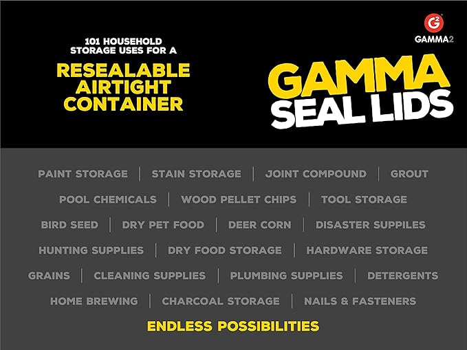 Gamma2 Gamma Seal Lid for Utility Buckets - Fits 3.5, 5, 6 & 7 gallon buckets, Orange, Made in USA