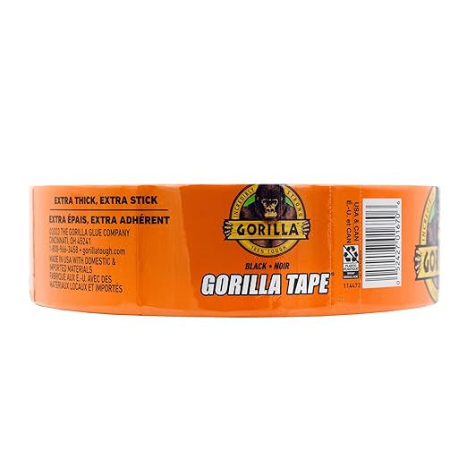 Gorilla Duct Tape,Black Tape,1.88" x 50 yd - Heavy Duty and Weather Resistant for Indoor or Outdoor,(Pack of 6)