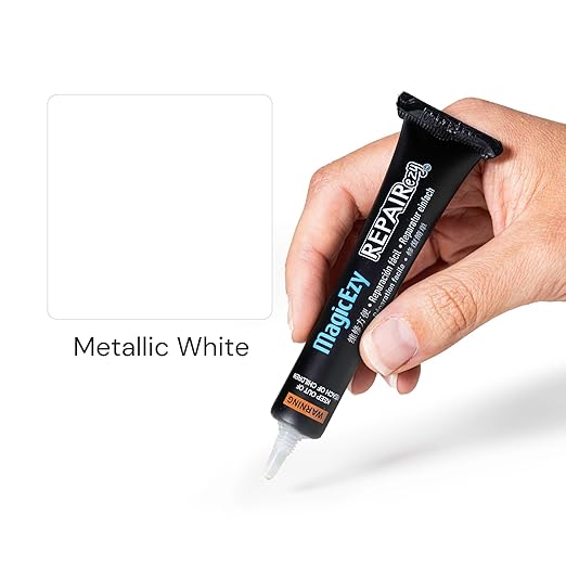 MagicEzy Tile Repairezy (Metallic White) -Fix Chipped Tiles Fast - Thick Ceramic Repair Filler Ideal for Holes, Gouges, Porcelain, Acrylic, Vinyl