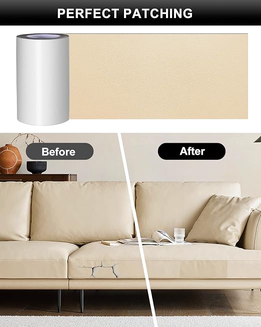 Numola Self-Adhesive Repair Patch, Anti Scratch Sofas Patch for Couch, Car Seat, DIY Furniture Upholstery, Handbags, Jackets (Beige)