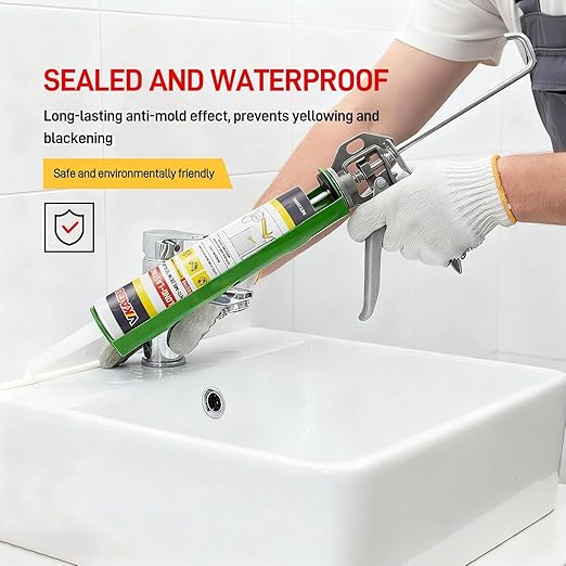 VGS 798 Professional Silicone Sealant Caulk, 10.15 Oz Cartridge, 12 Pack – Clear, Waterproof Silicone Sealant for Kitchen, Bathroom & More