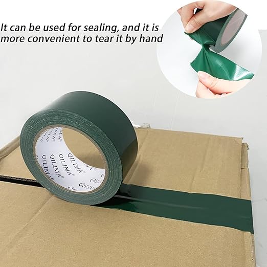 QILIMA Dark Green Duct Tape, Waterproof Duct Cloth Fabric, Professional Grade Duct Tape for Photographers,Repairs, DIY, Crafts, Indoor Outdoor Use,2 Inch X 28 Yards, Green