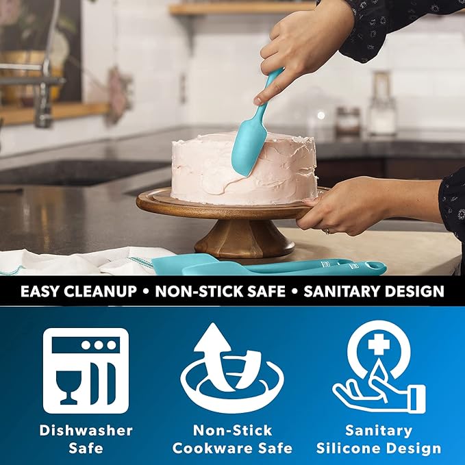 DI ORO Mini Spatula - Small Spatulas Silicone Heat-Resistant up to 600°F - Silicone Kitchen Scraper for Baking & Cooking BPA Free - Mixing Spatula Dishwasher Safe - Nonstick Cookware Safe (Teal)