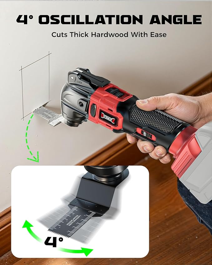 DIYtoolifz Cordless Oscillating Tool Compatible with Milwaukee 18V Battery, 6 Variable Speed Brushless-Motor Tool, Oscillating multi tool kit for Cutting Wood Nails Remove Grout & Sanding(Tool Only)